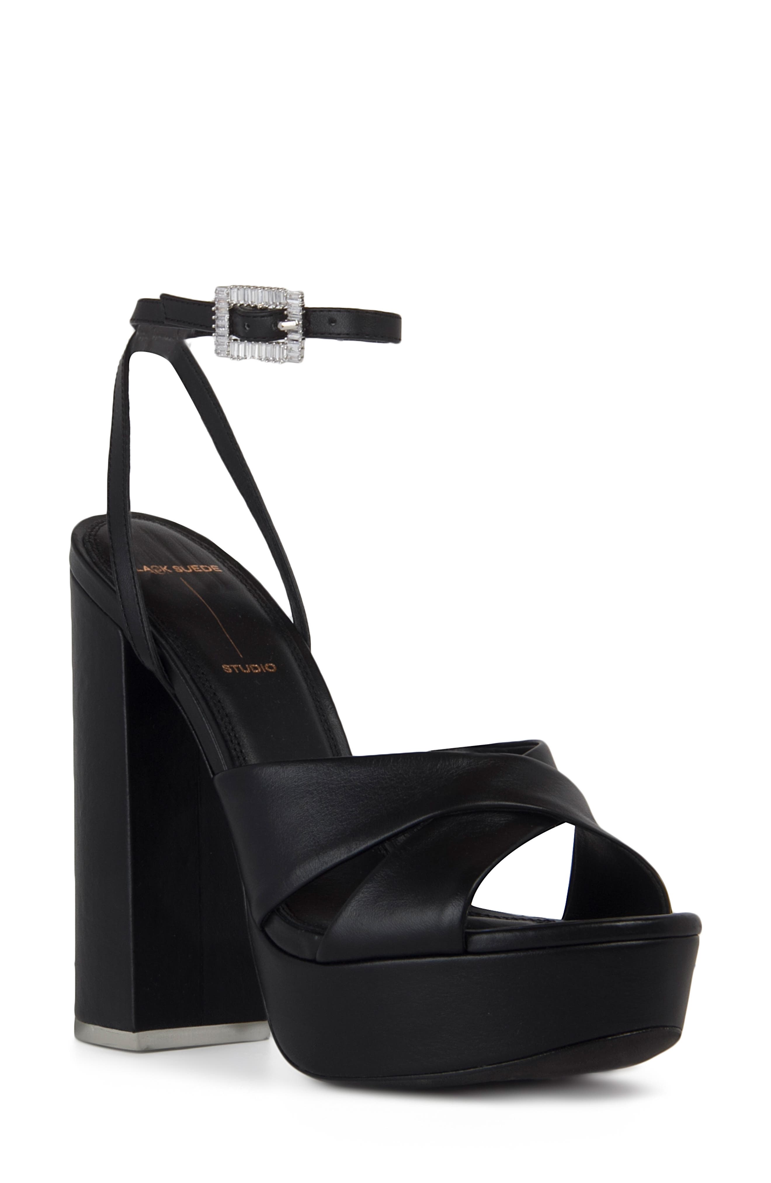 BLACK SUEDE STUDIO Hannah Ankle Strap Platform Sandal, Main, color, 