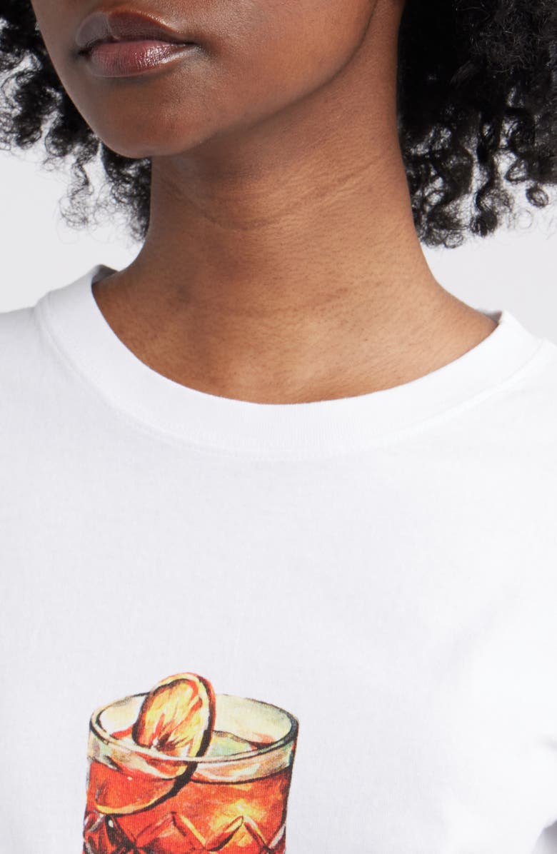 Damson Madder Negroni Shrunken Organic Cotton Graphic T-Shirt, Alternate, color, White