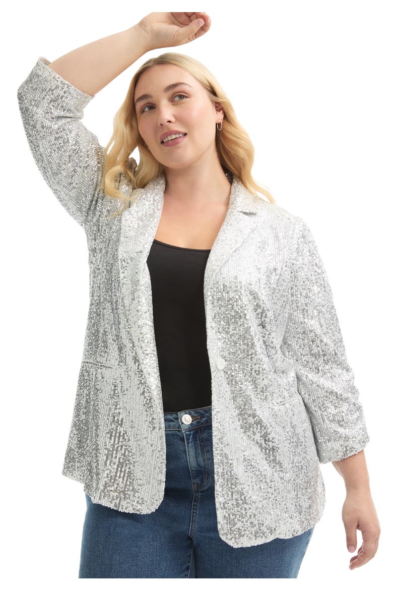 Sequin Blazer, Main, color, SILVER