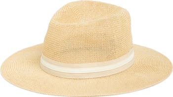 Grosgrain Faux Leather Band Panama Hat