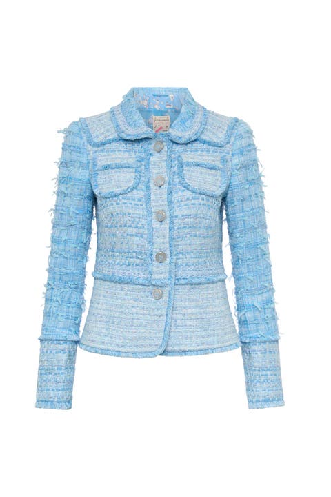 Tweed Patchwork Jacket With Fringes