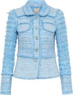 Maison Common Tweed Patchwork Jacket With Fringes