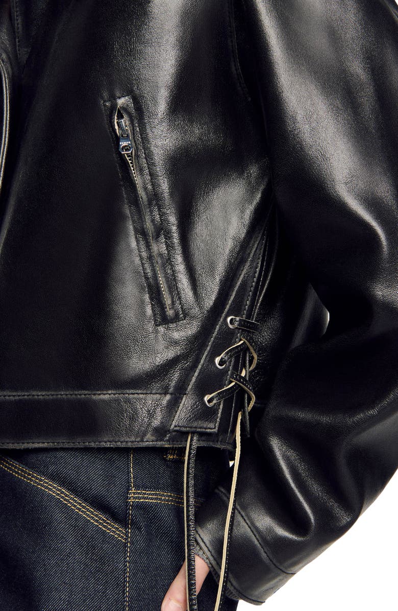 Distressed leather jacket