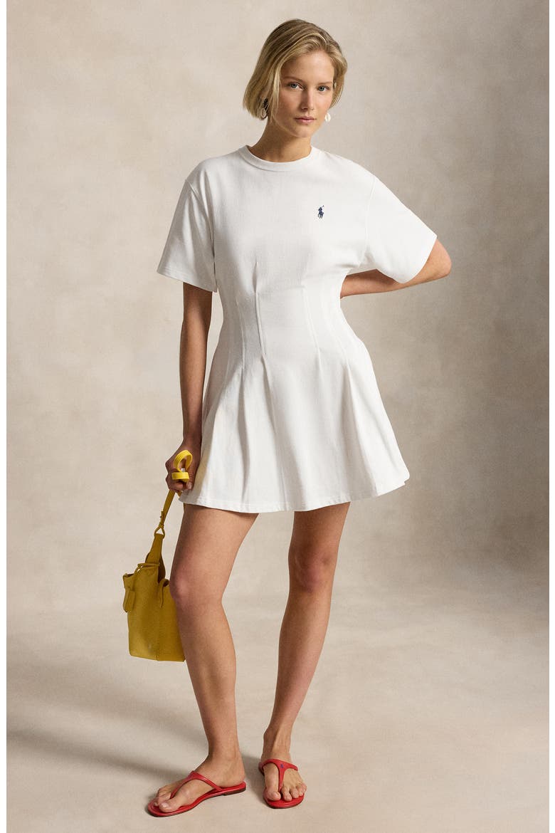Pleated Cotton Jersey T-Shirt Minidress, Alternate, color, WHITE