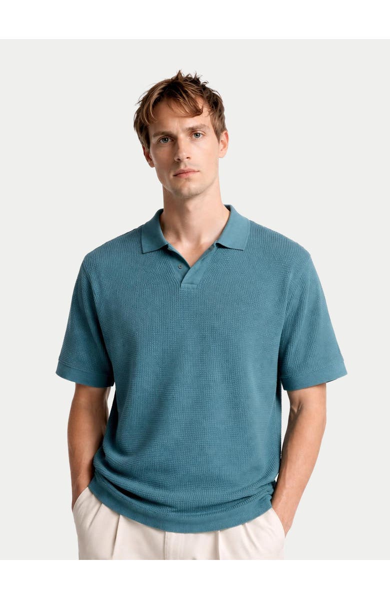 GOBI Mongolian Cashmere Open Collar Cashmere Silk Polo Shirt, Alternate, color, Mineral Green