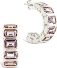 Sterling Forever Nyssa Baguette Cubic Zirconia Hoop Earrings