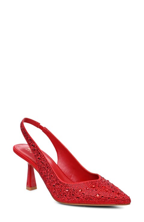 Embellished Pointed Toe Slingback Pump