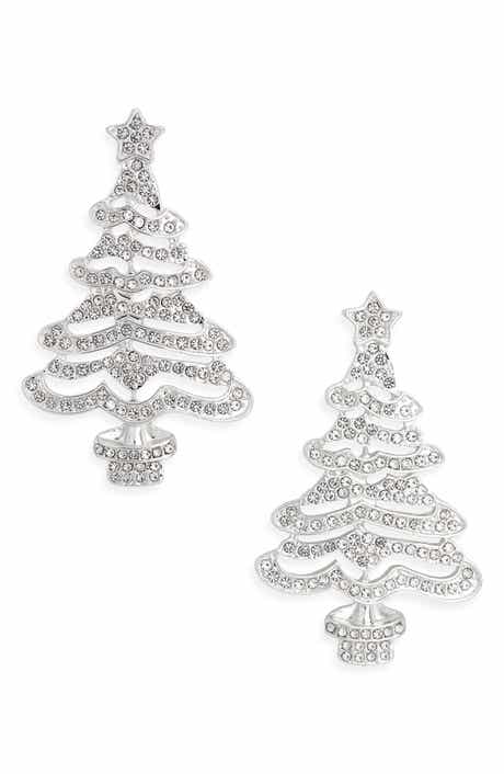 Leith Crystal Pavé Christmas Tree Statement Earrings