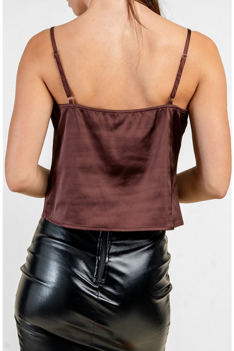 Lace Inset Satin Cami, Alternate, color, CHOCOLATE