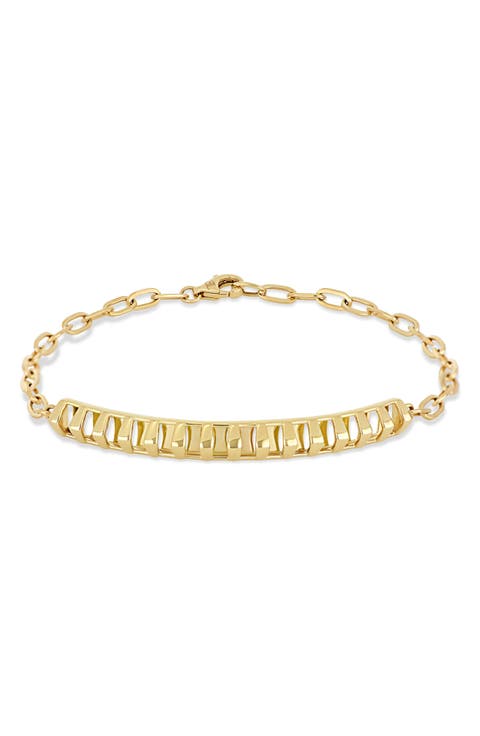 14K Gold Caged ID Bracelet