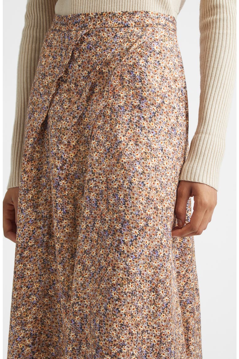 Cacia Floral Jacquard Asymmetric Midi Skirt, Alternate, color, OCHRE