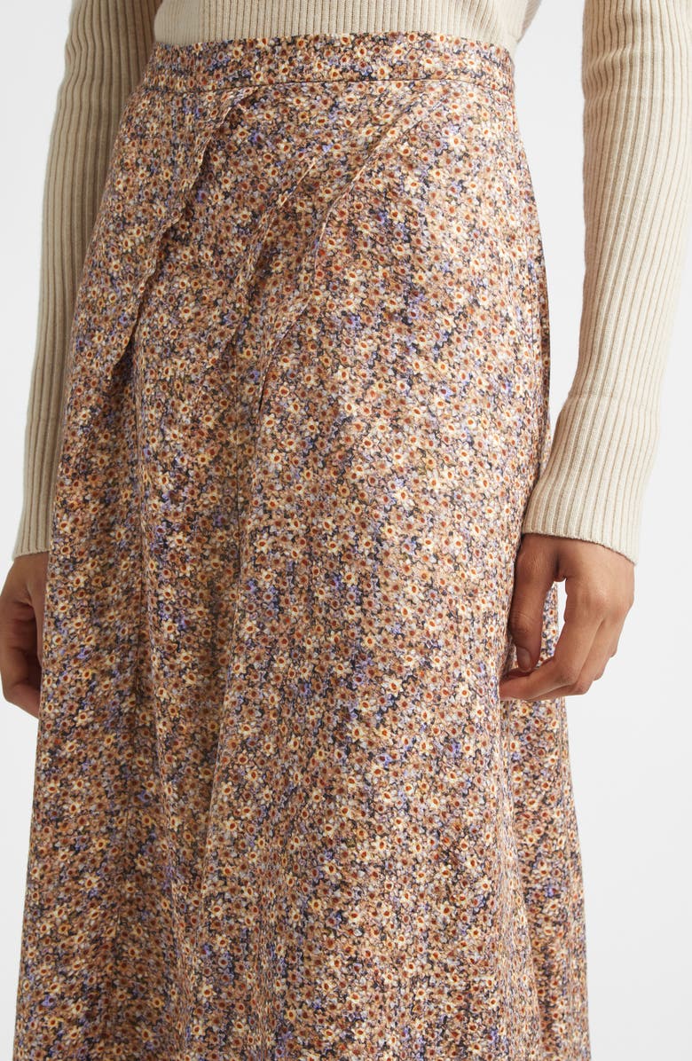 Isabel Marant Cacia Floral Jacquard Asymmetric Midi Skirt, Alternate, color, Ochre