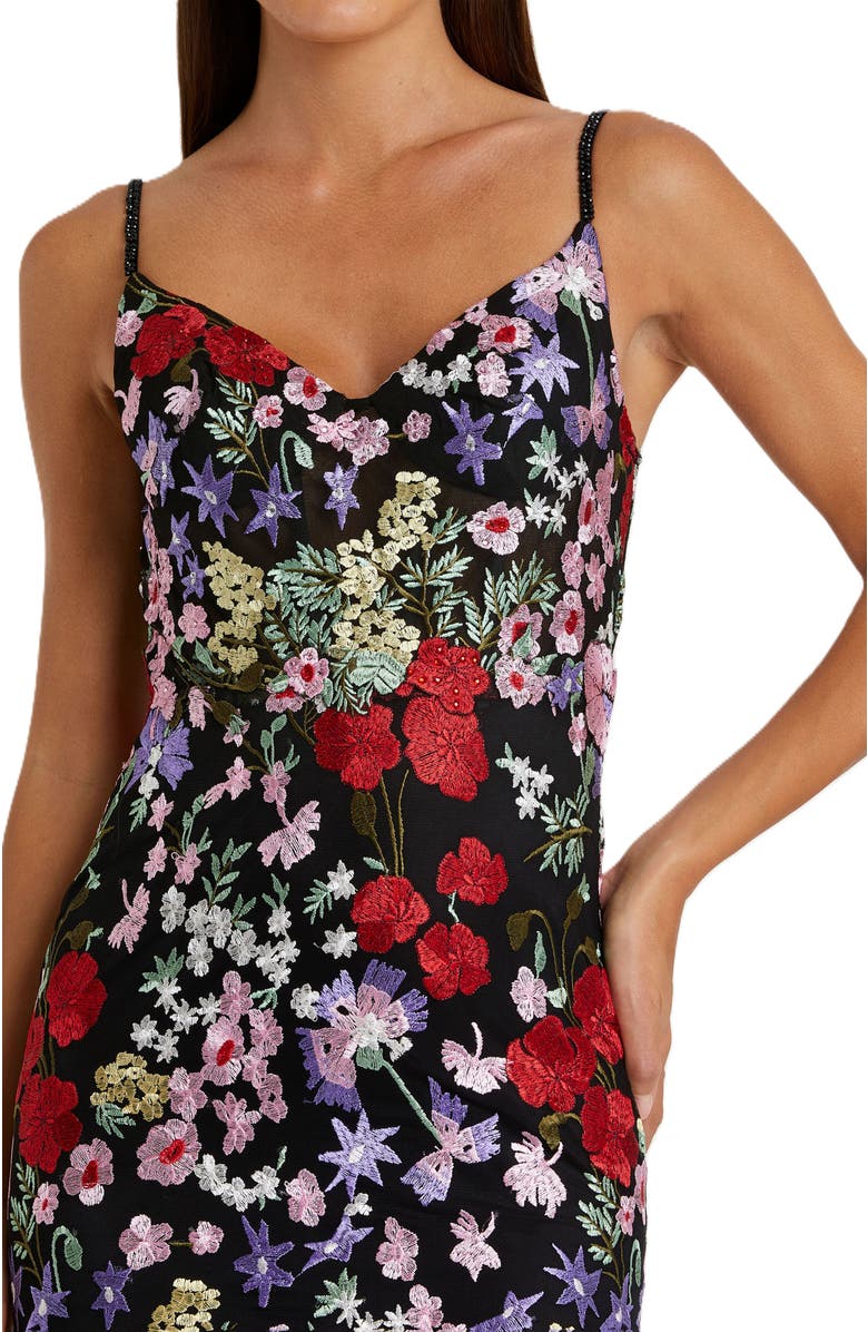 Mac Duggal Floral Lace Gown, Alternate, color, Black Multi