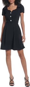 KARL LAGERFELD PARIS Scuba Crepe Fit & Flare Dress