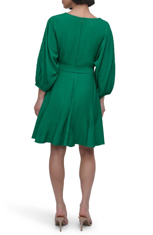 DKNY DKNY EYELET LONG SLEEVE FAUX WRAP DRESS