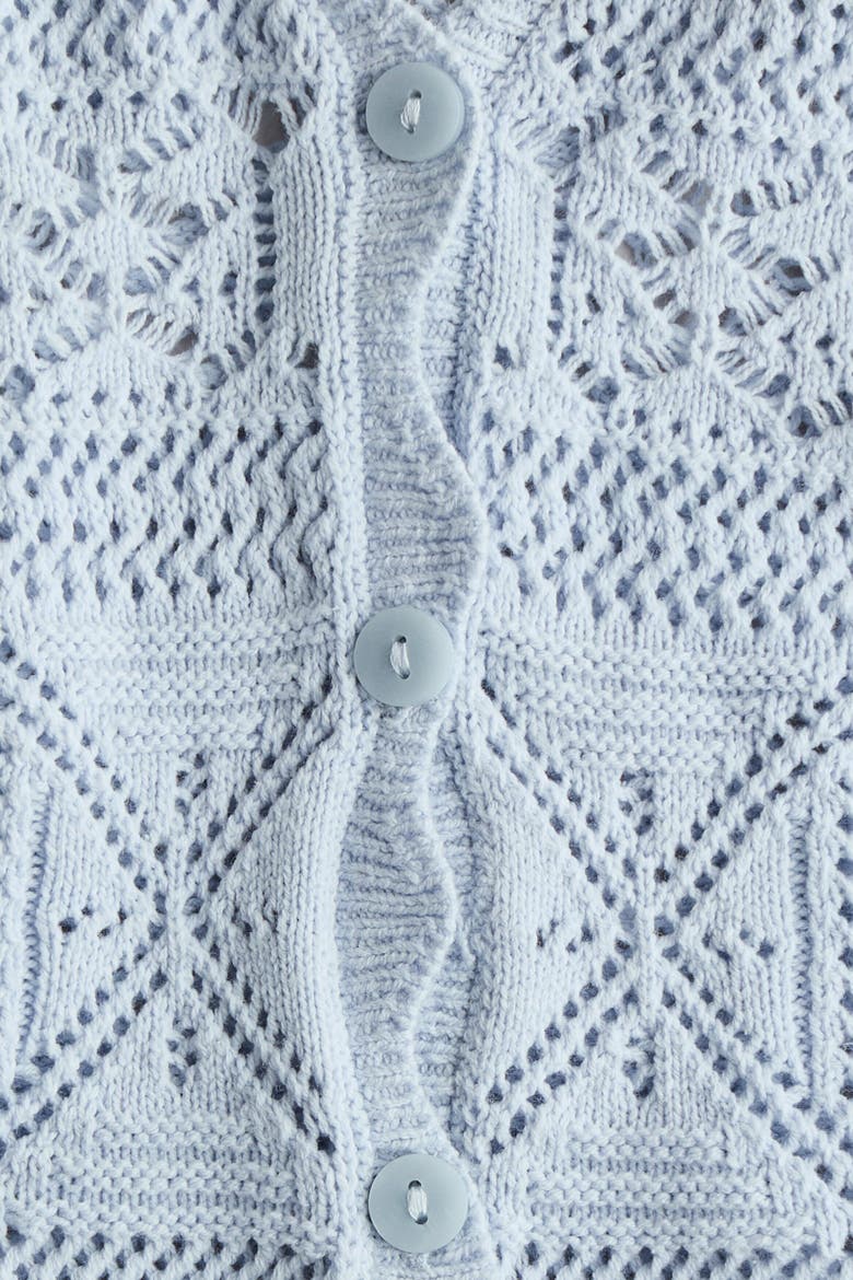 Crochet-look Cardigan, Alternate, color, Light blue
