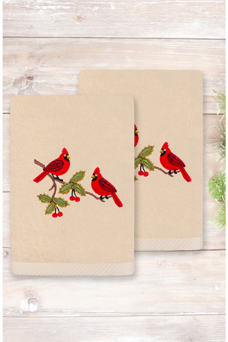 2-Piece Cardinal Pair Turkish Cotton Hand Towel Set, Alternate, color, SAND