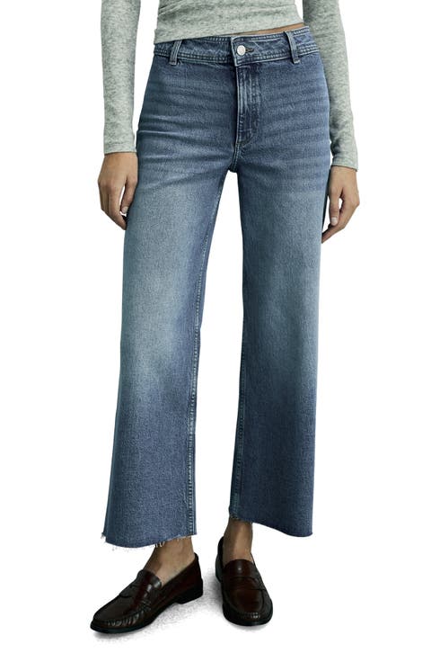 Catherin Raw Hem High Waist Wide Leg Culotte Jeans