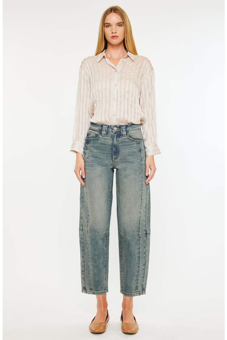 Cecilia High Rise Slim Barrel Jeans, Main, color, Medium Wash