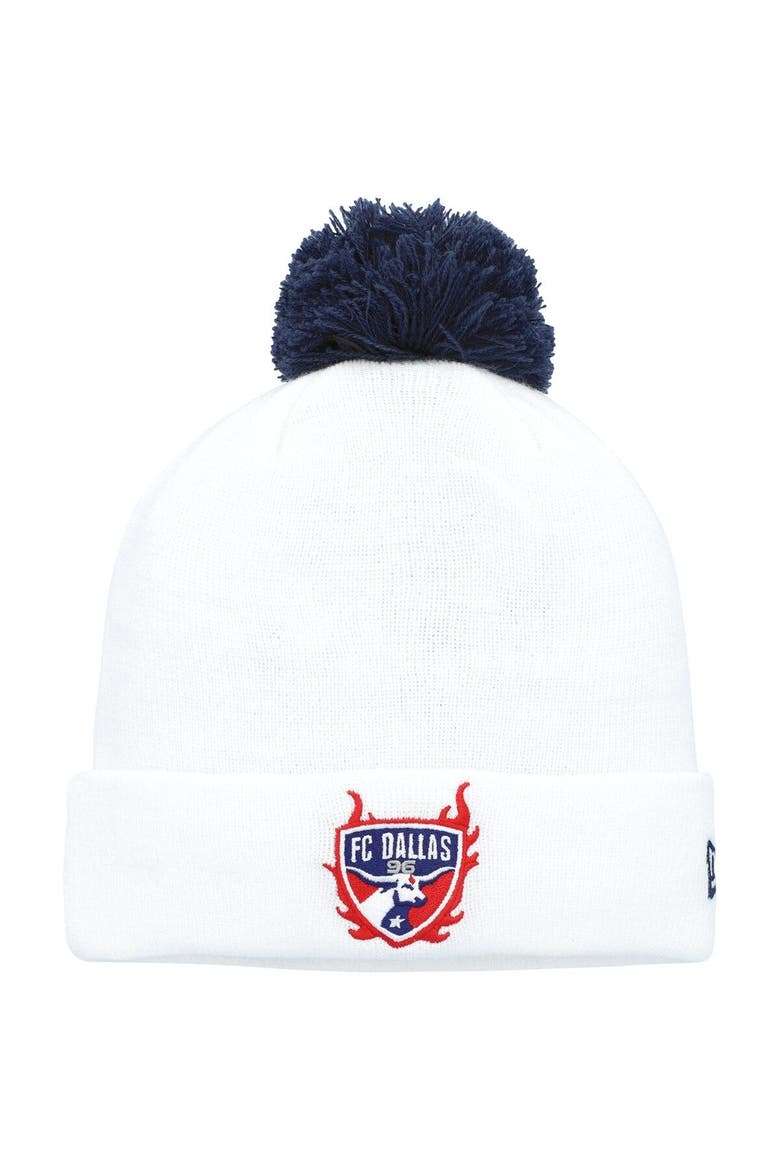 Men's New Era  White FC Dallas Jersey Hook Cuffed Knit Hat with Pom, Main, color, White