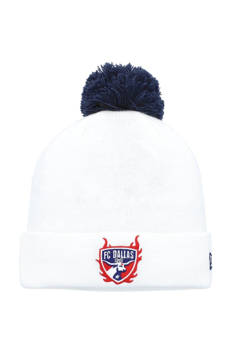 New Era Men's New Era  White FC Dallas Jersey Hook Cuffed Knit Hat with Pom, Main, color, 