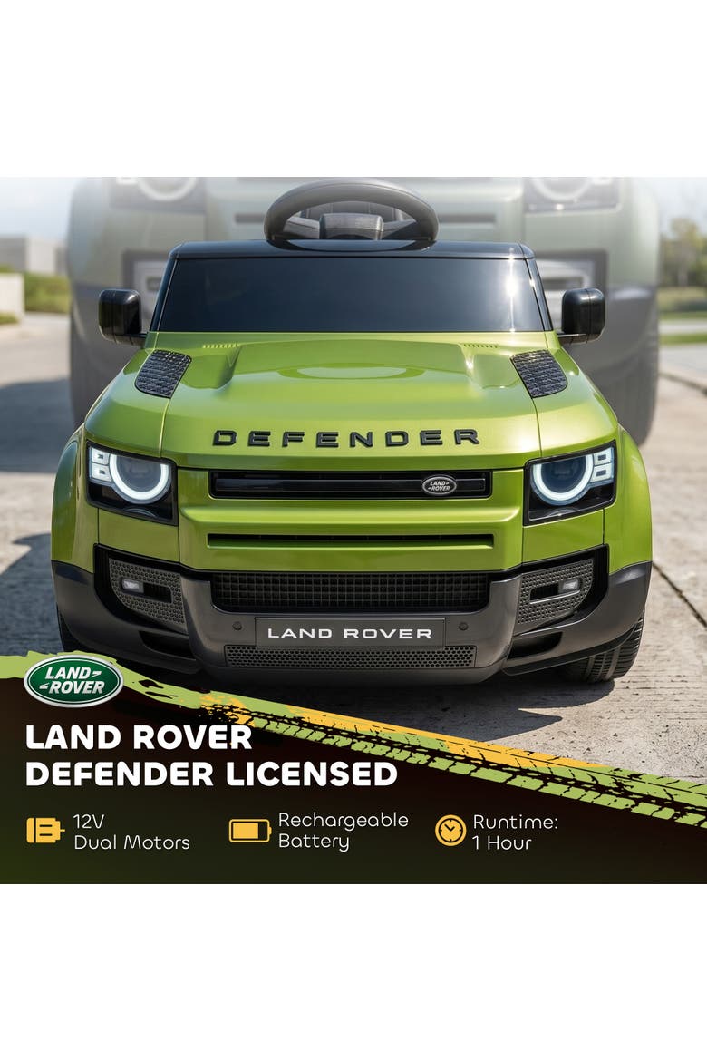 12V Land Rover Defender Ride-On Car, Remote Control, Green, Alternate, color, Green