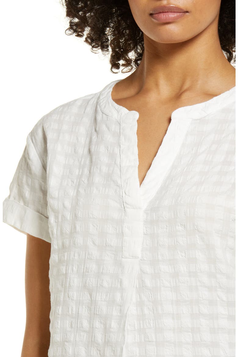 Marley Tonal Check Cotton Shift Dress, Alternate, color, STARK WHITE