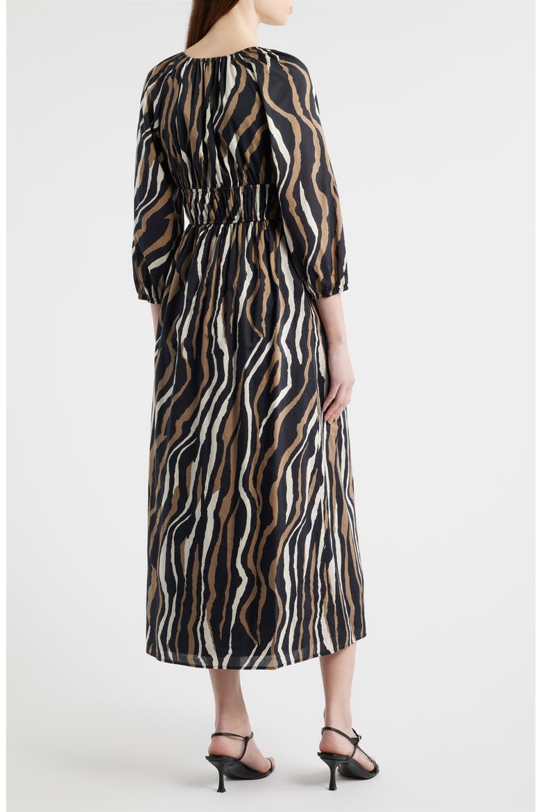 Paio Print Three-Quarter Sleeve Cotton Midi Dress, Alternate, color, CANYON STRIPE