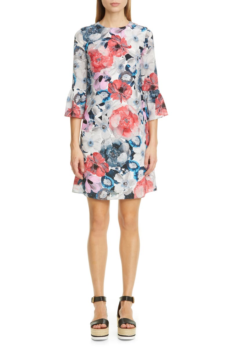 Erdem Floral Silk Shift Dress, Main, color, 