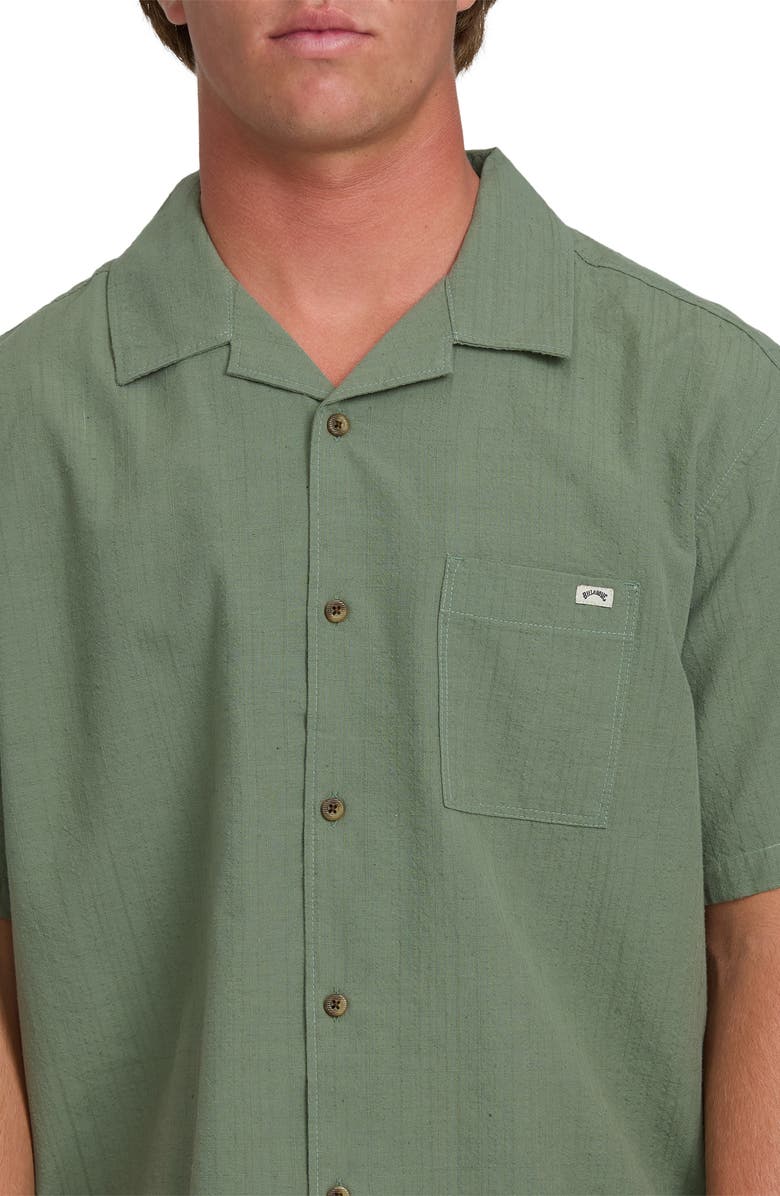 Billabong Victoria Vacay Linen Blend Camp Shirt, Alternate, color, Granite Green