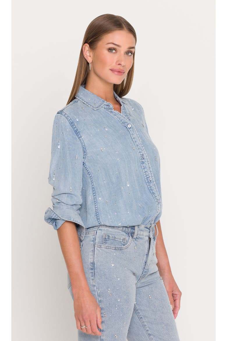 Marcello Embellished Denim Shirt, Alternate, color, Light Blue