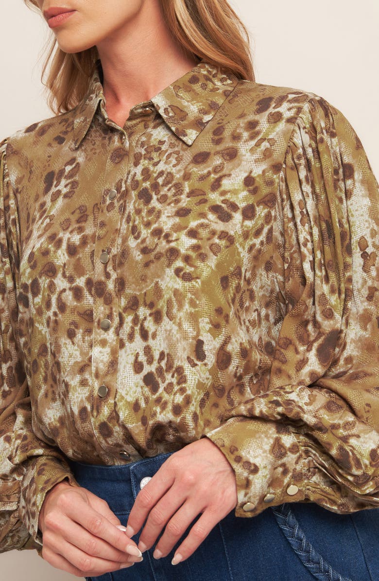 FLYING TOMATO Long Sleeve Button-Up Shirt, Alternate, color, Taupe Brown