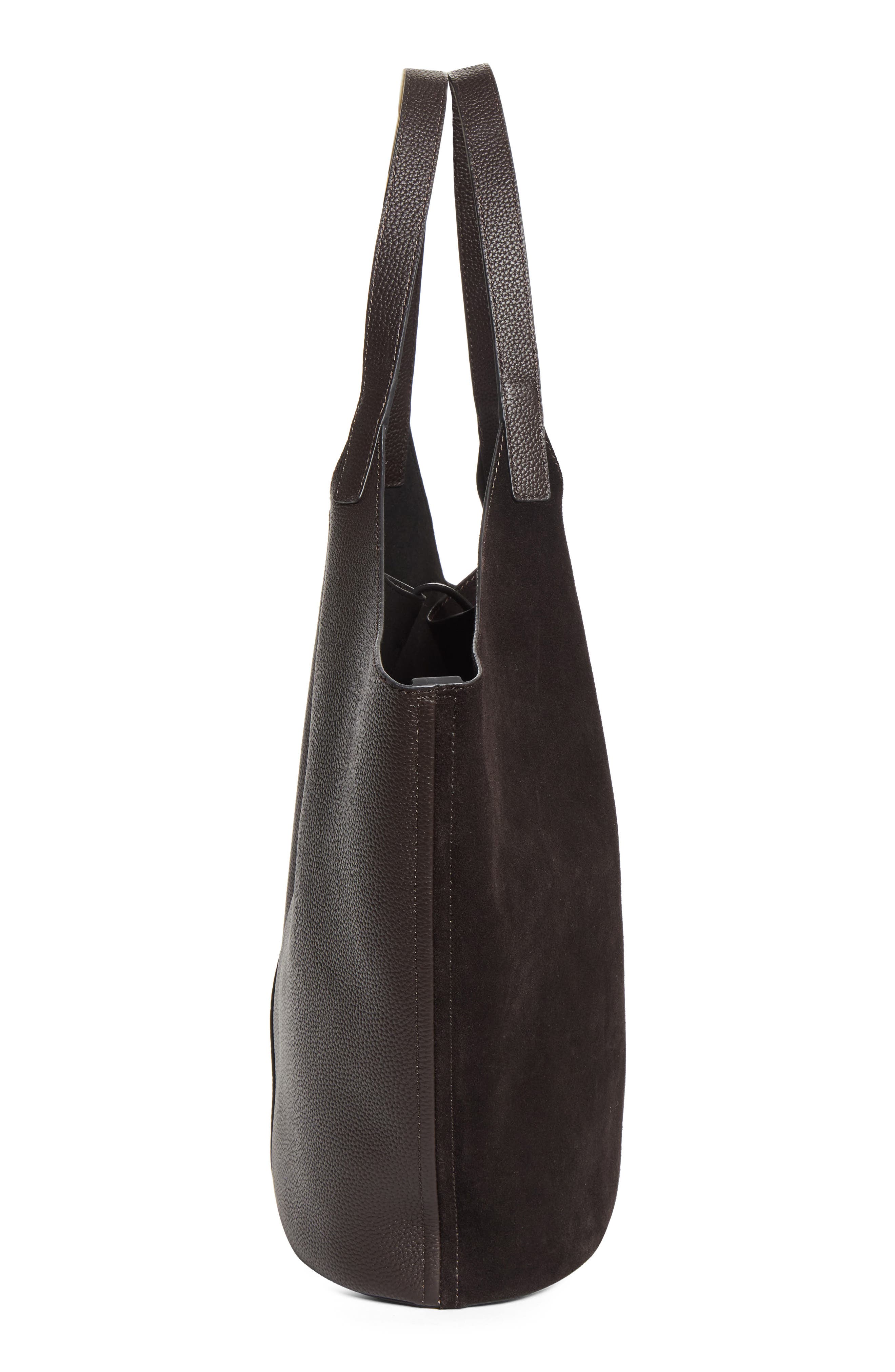 Lyra Leather & Suede Large Tote, Alternate, color, CHOCOLATE