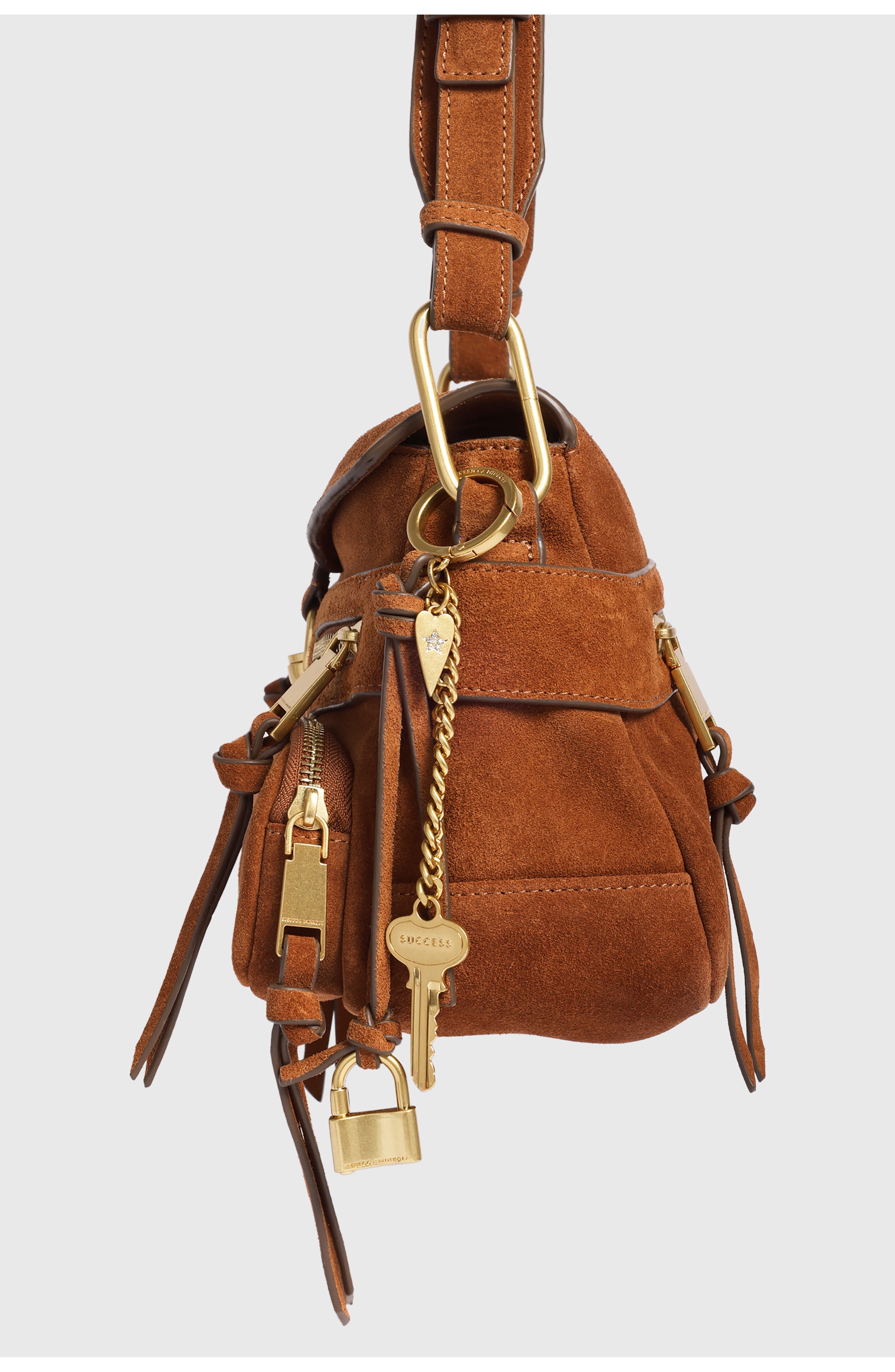 Julian Suede Shoulder Bag, Alternate, color, COGNAC