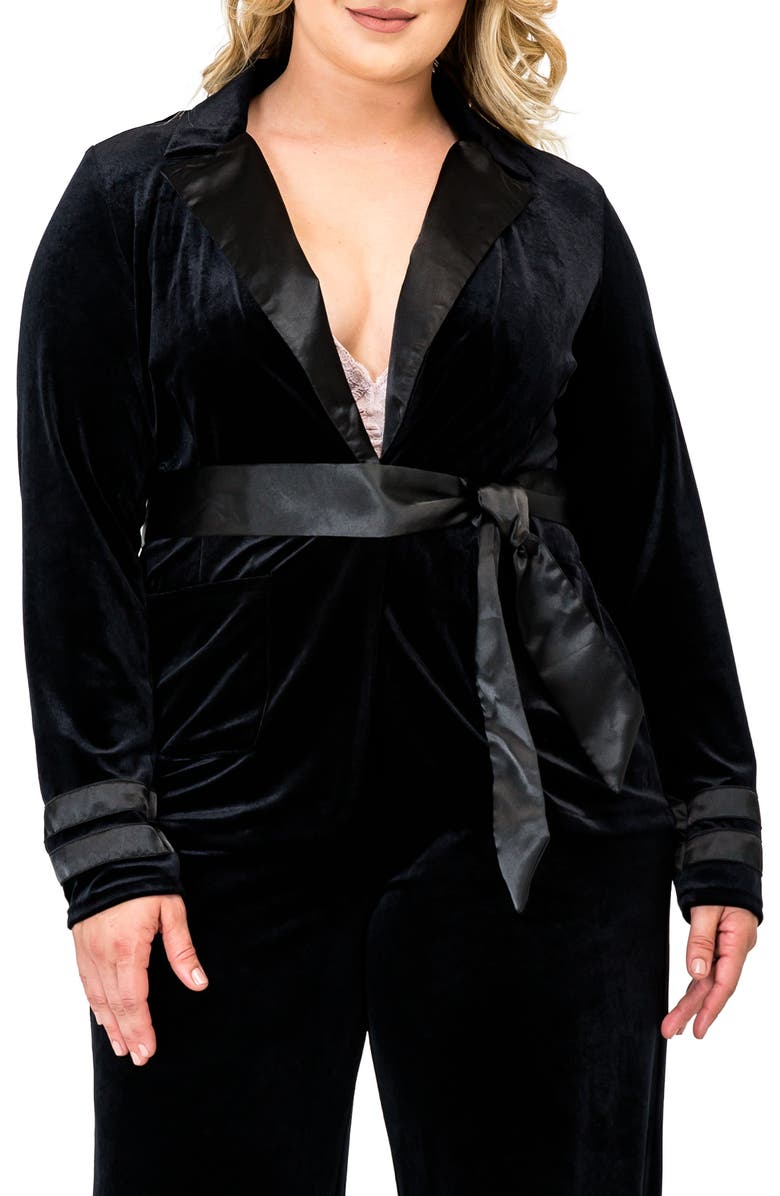 Standards & Practices Lottie Velvet & Satin Jacket, Main, color, 