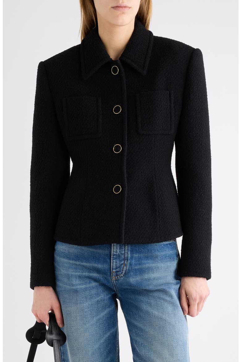 Wool Blend Bouclette Blazer, Main, color, BLACK