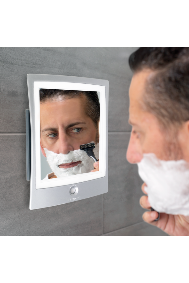 Fogless Lighted Shower Mirror with Mount & Rechargeable, Alternate, color, Silver
