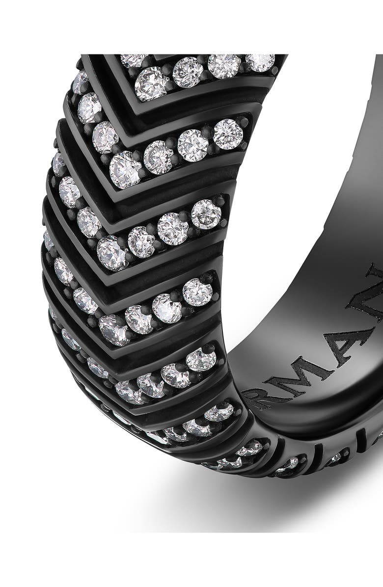 David Yurman Men's Chevron Band Ring in Black Titanium with Diamonds, 8mm, Alternate, color, Black