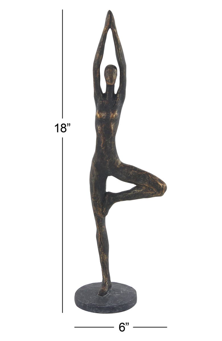WILLOW ROW Brass Polystone Modern Yoga Sculpture, Alternate, color, 