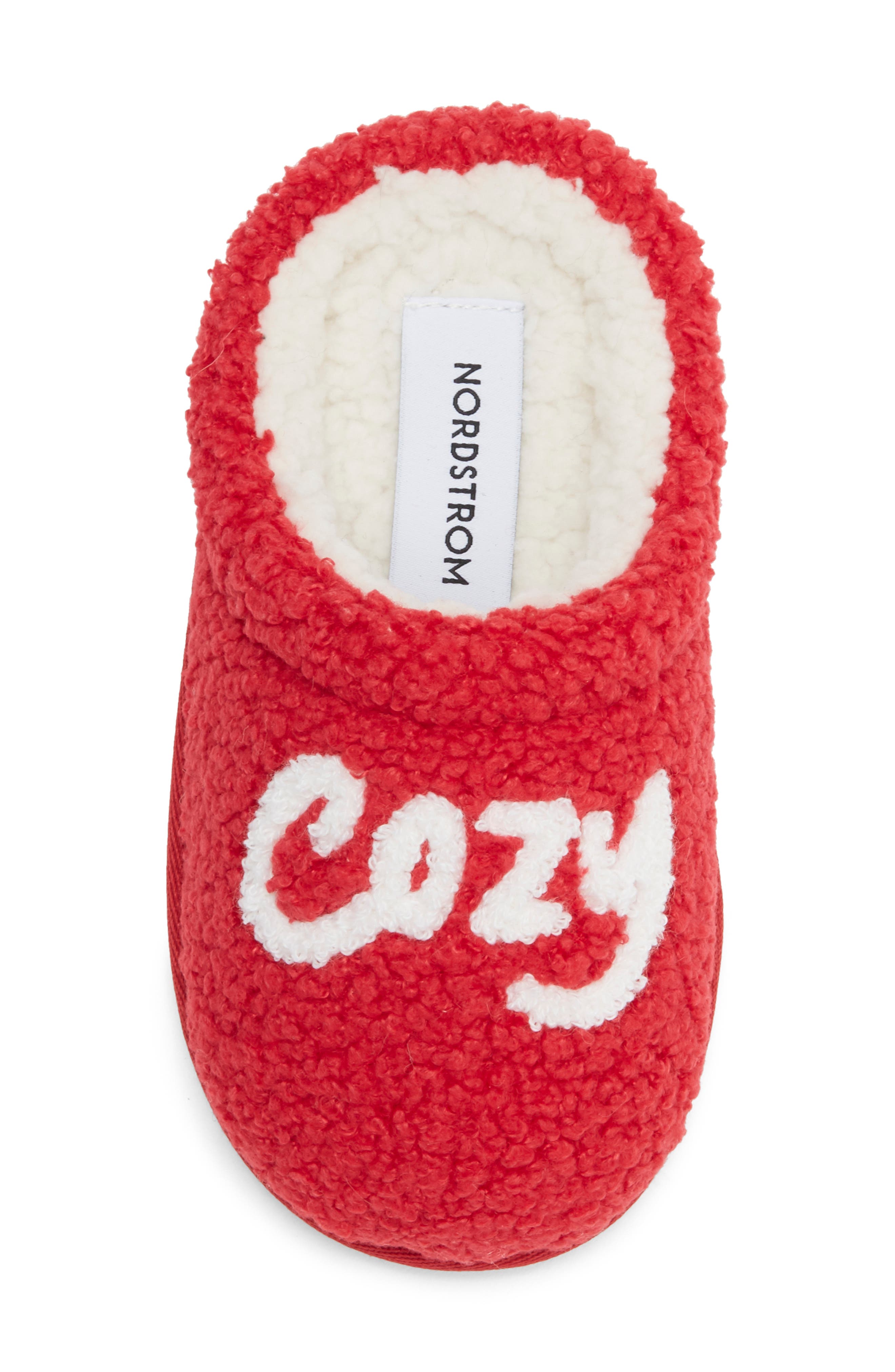 Kids' Cozy Faux Shearling Slipper, Alternate, color, RED