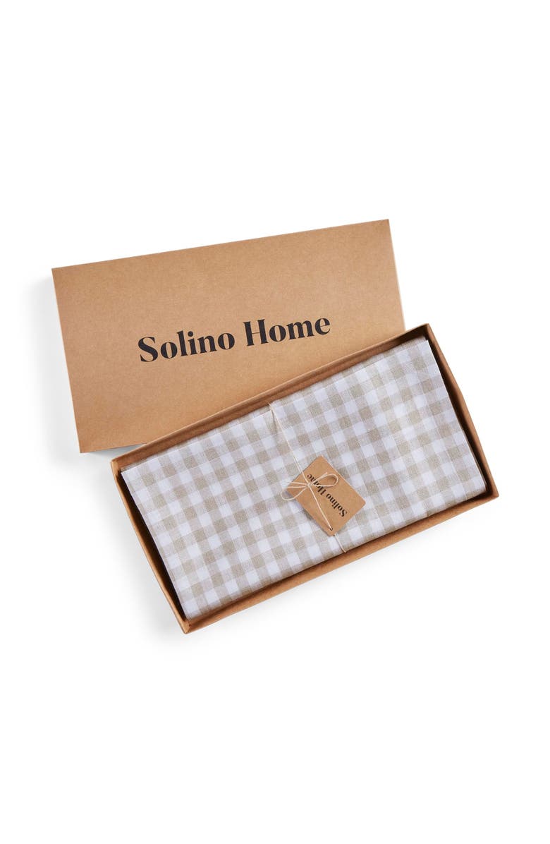 Solino Home Linen Table Throw - Gingham Check, 52" x 52" Inch, Alternate, color, Natural