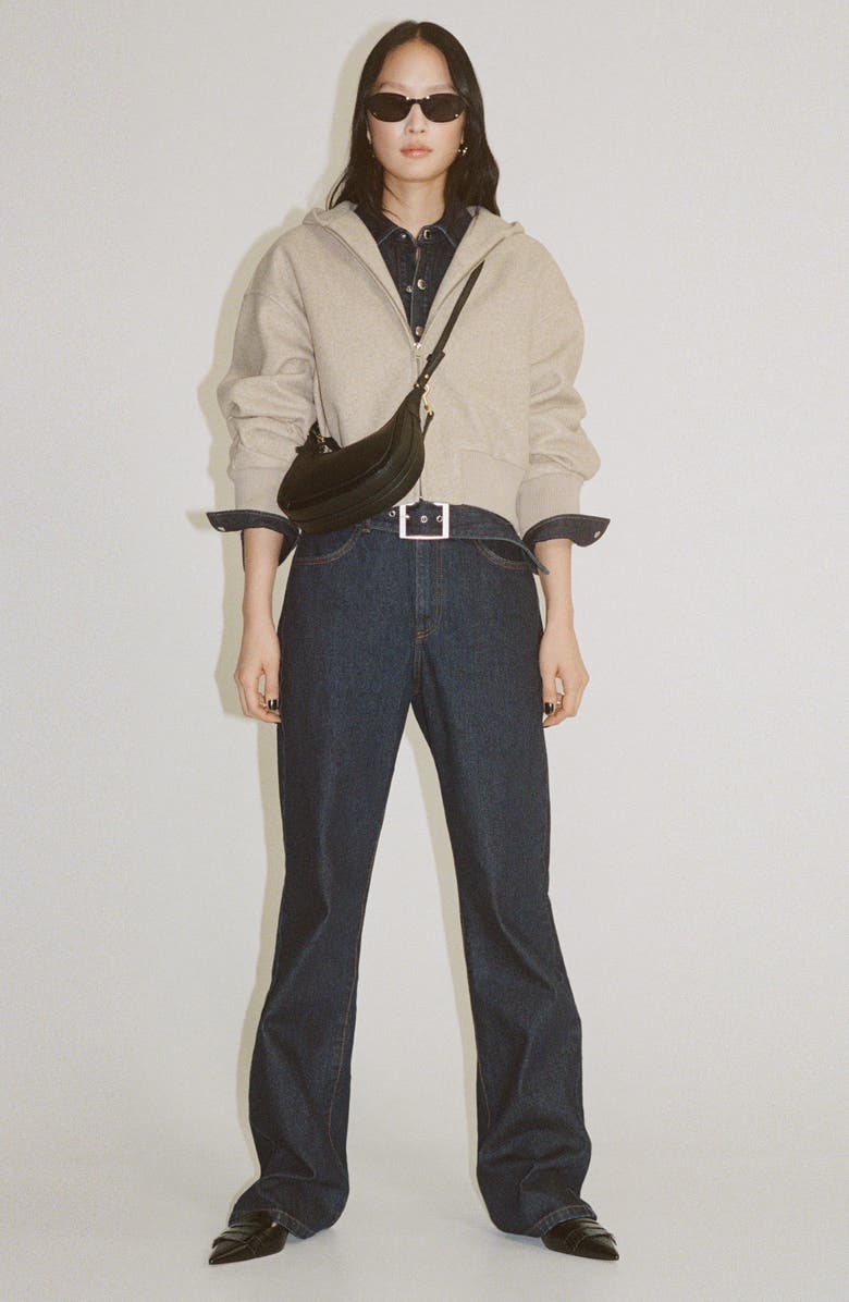 MANGO Crop Full Zip Hoodie, Alternate, color, 