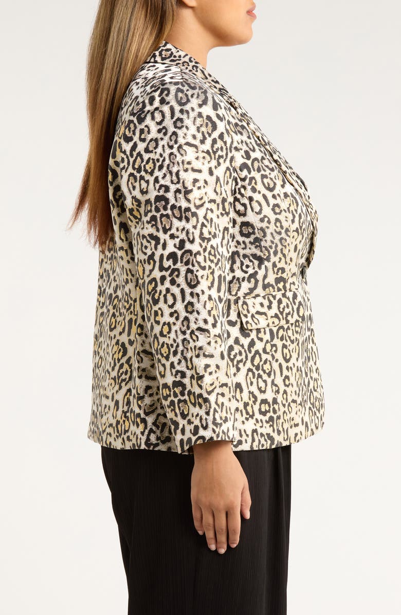 Tahari ASL Leopard Metallic Blazer, Alternate, color, Gold Leopard