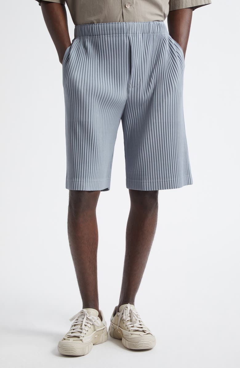 Homme Plissé Issey Miyake Pleated Shorts, Main, color, Gray Blue