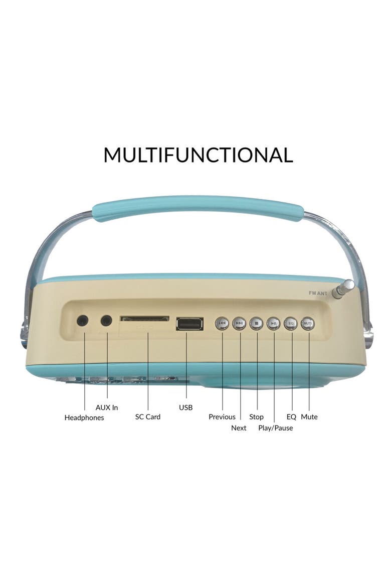 Portable Rechargeable Bluetooth Retro Speaker, Alternate, color, Blue