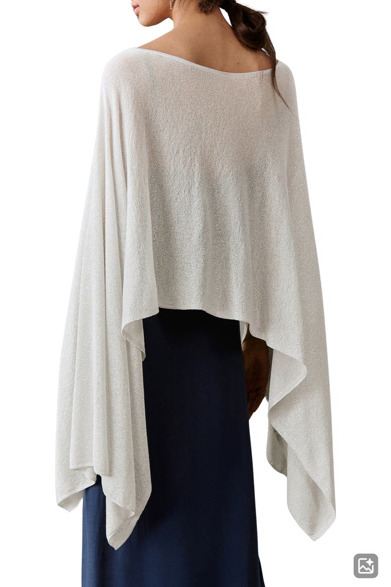 Lurex Knit Cape, Alternate, color, SILVER