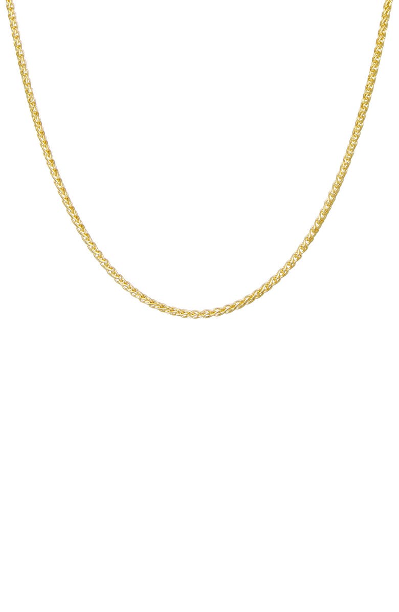 FZN 14K Gold Over Silver Wheat Chain Necklace, Main, color, Yellow