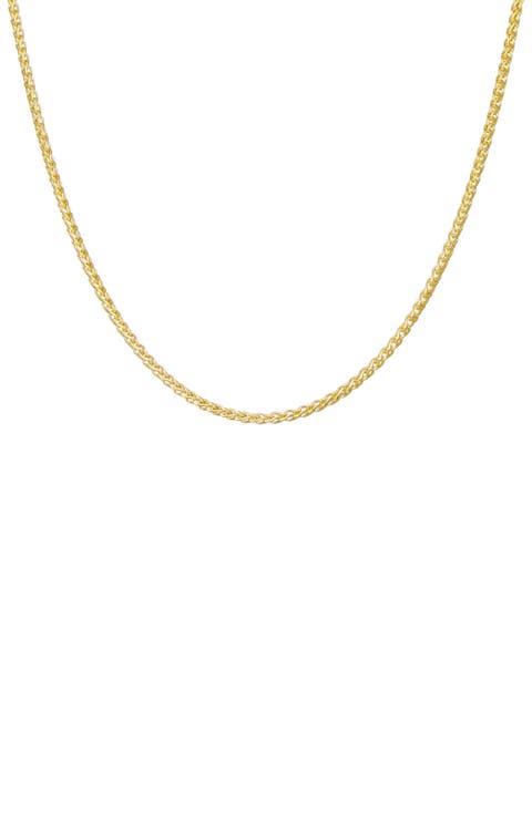 14K Gold Over Silver Wheat Chain Necklace