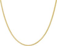 FZN 14K Gold Over Silver Wheat Chain Necklace