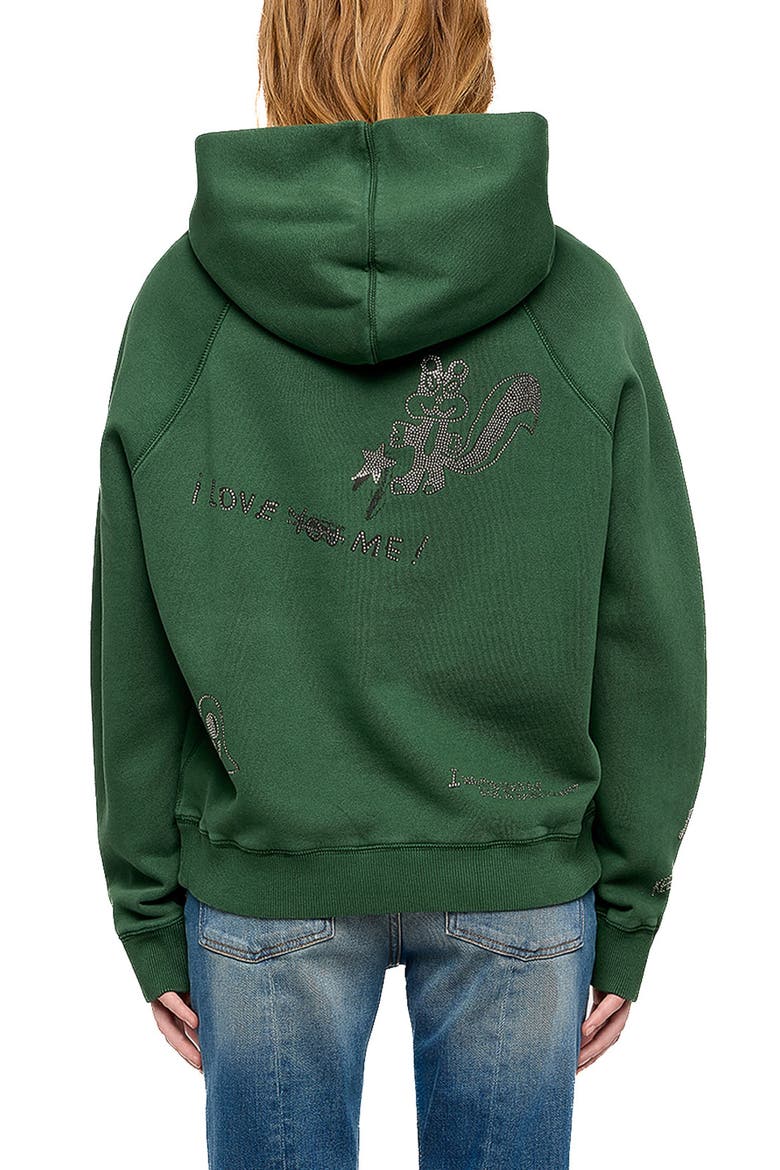 Rhinestone Graphic Hoodie, Alternate, color, RAIN FOREST